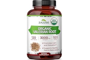 Zazzee USDA Organic Valerian Root 10:1 Extract, 3000 mg Strength, 120 Vegan Capsules, 4 Month Supply, Valeriana officinalis, 10X Potency, 100% Vegetarian, All-Natural, Non-GMO, Made in The USA