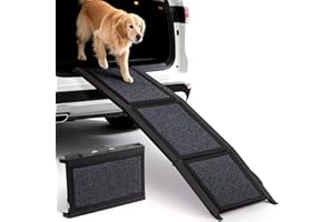 HEEYOO Dog Ramp for Car Truck and SUV, 63''x 17'' Extra Long Folding Pet Ramps with Non-Slip Rug Surface, Outdoor Dog Ramp for Small Medium to Large Dogs, Up to 250 LBS