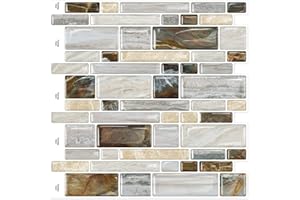 IST MOMOREO Peel and Stick Backsplash Tiles 12"x12" Self-Adhesive Tile Sticker for Kitchen Bathroom - Brown (10 Sheets)