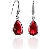 Namana Pear Drop Earrings for Women, Teardrop Earrings for Women with Blue, Pink, Red, Green, Sky Blue, or Clear Stones in a Pear Cut, Dangle Earrings for Women with Giftbox