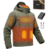Wulcea Graphene Heated Soft Shell Jacket for Men 12V 18400mAh Large Capacity