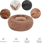 Nepfaivy Calming Donut Dog Cat Bed 15.7in Coffee Non Slip Washable view 2