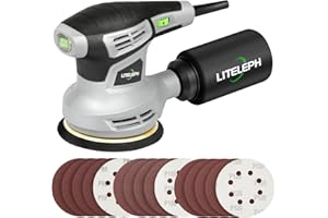LITELEPH 5-Inch Orbital Sander,280W,6 Variable Speeds 6000 to 13000 RPM,Electric Palm Sander Kit with Dust Collector,15Pcs Sandpapers for Woodworking Sanding and Polishing
