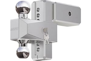 MZS Upgraded Aluminum Adjustable Trailer Hitch - Fits 3 Inch Receiver - Heavy Duty Drop Hitch-Tow Hitch with 6-Inch Drop/Rise for Truck(21,000 LBS GTW) Chrome