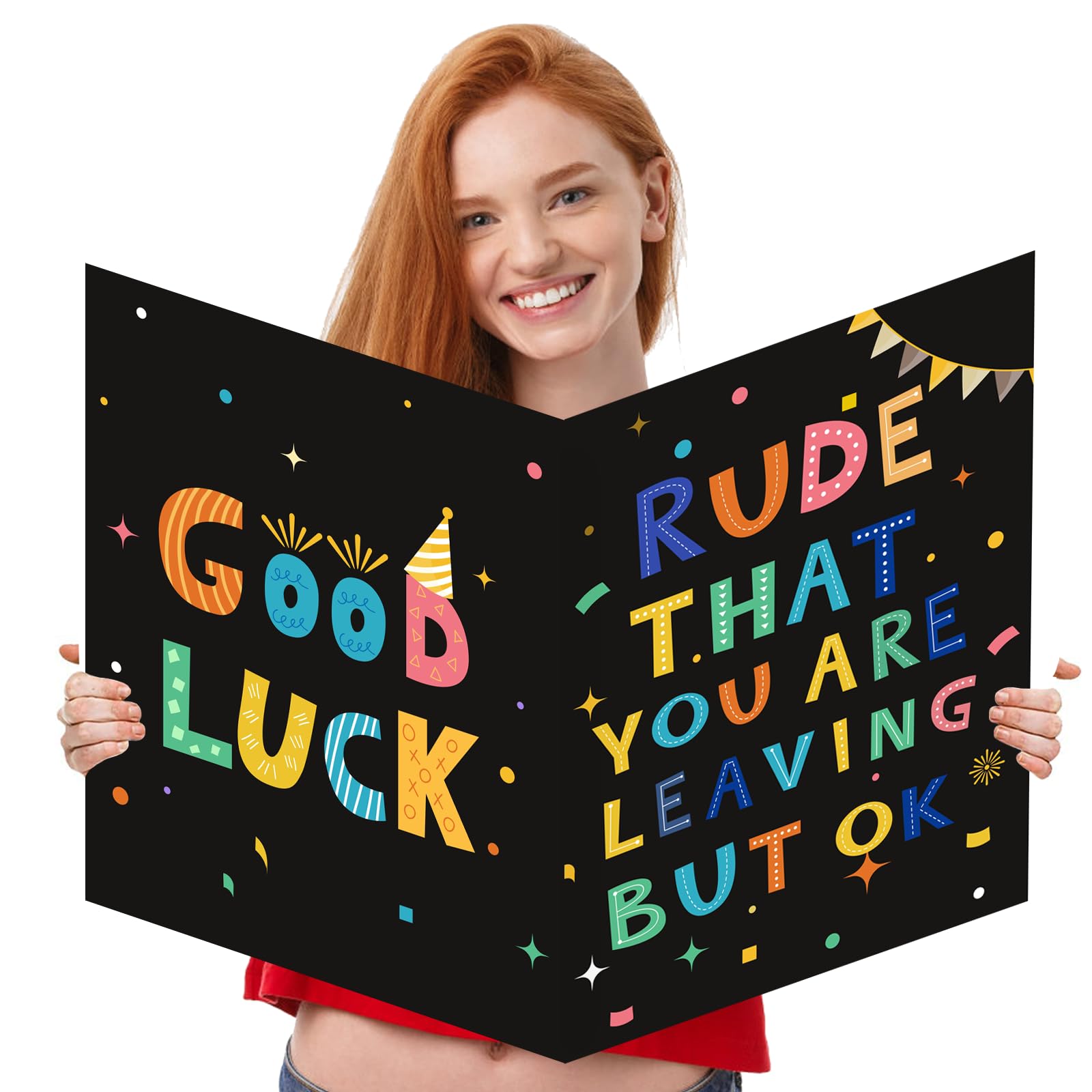 Photo 1 of We Will Miss You Card,Farewell Party Decorations, Jumbo Farewell Card With Envelope, Funny Going Away Gift for Coworker Men Women, Goodbye Good Luck Retirement Guest Book Party Supplies (14x22iinch)
