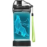 YuanDian Wolf Gifts, Light Up Boy Water Bottle with 3D Animal Wolf Design- 14 OZ Tritan BPA Free - Cool Drinking Cups Gift for School Baby Kids Child Christmas Holiday