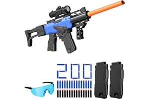 ROMKER Toy Gun Automatic Sniper Rifle Bullets -Electric Toy Foam Blaster with 200 Darts, 2 Magazines and Grip, Toys for 8-12 Year Old Boys, Birthday Xmas Gift for Kids Age 8+