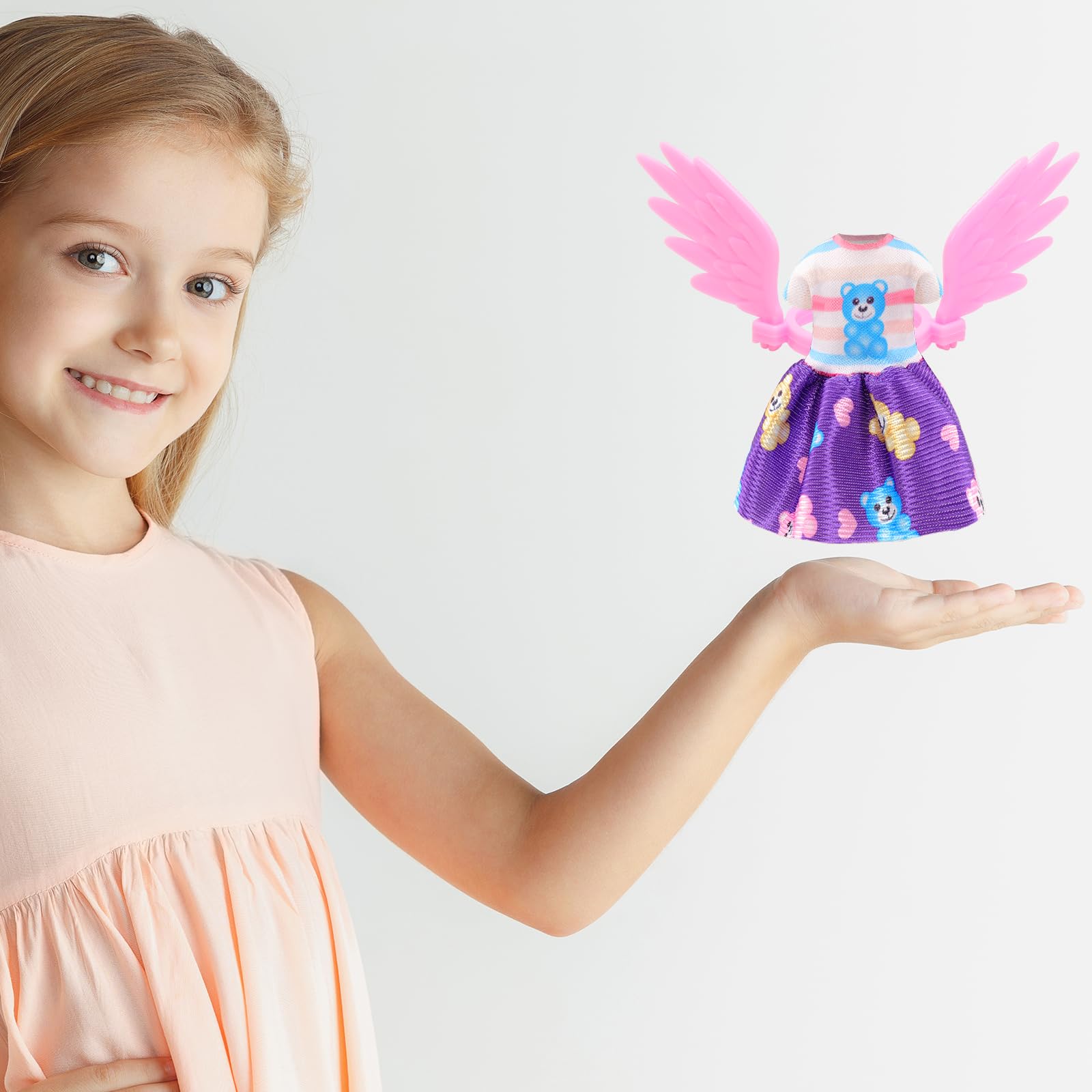 Miunana 25 PCS 5.3 Inch Girl Doll Clothes Dress Outfits and Shoes with 4 Pairs of Shoes for 4-6 Inch Girl Dolls Clothes and Accessories Doll Top and Pants Wings