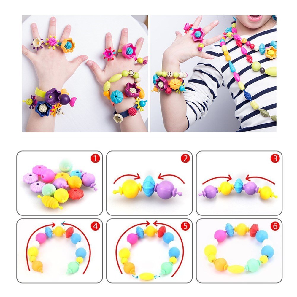 Conleke Pop Snap Beads Set 500 PCS for Kids Toddlers Creative DIY