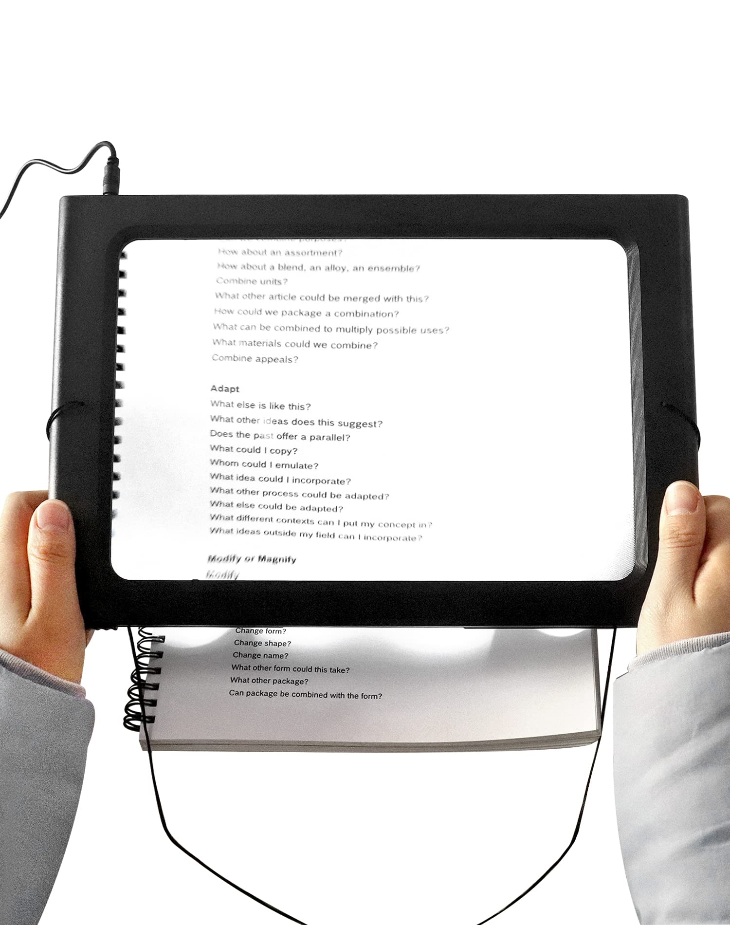 QWORK® 2.5X Magnifying Glass with 12 Anti-Glare LED, A4 Full Page Foldable Illuminated Magnifier for Reading Small Prints Books