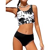 Arshiner Girls Bikini Beach Swimwear 2 Piece Swimsuits Floral Printing Bathing Suits for 4-15 Years