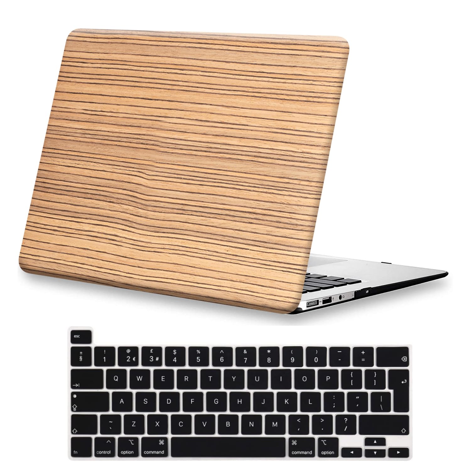 BYCeKe Case Compatible for New MacBook Pro 13 inch 2024 2023 2022-2016 M2/M1 A2338 A2289 A2251 A2159 A1989 A1706 A1708 Protective Hard Shell Slim Plastic Case & Keyboard Cover, Wood Grain Yellow