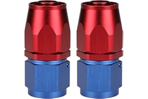 Podavelle 10AN Straight Hose End Fitting Swivel Aluminum Blue/Red 2PCS