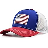 Wodeal American Flag Trucker Hat, Snapback Mesh USA Flag Baseball Caps, 4th of July for Men Women