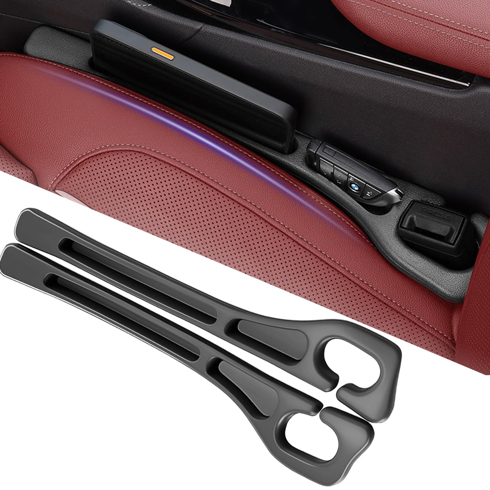 Photo 1 of YLXGT Car Seat Gap Filler Organizer Universal for Car SUV Truck Accessories Seat Gap Plug Blocker with Storage Slot Black 2 Pack