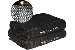 UCINNOVATE 2 Pack 70% Sunblock Shade Cloth 10ft x 10ft Shade Net Greenhouse Covers Fabric Mesh Tarp, Sunshade Sunscreen UV Resistant Netting with Grommets for Garden Patio Lawn Plant Outdoor Parking