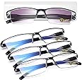 LUFF 4PCS Anti-Blu-Ray Reading Glasses Uv400,Sun Readers With Spring Hinges(2.0X)