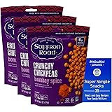Saffron Road Dried Roasted Chickpeas - Gluten Free Snack - Hot Bombay Spice (6 Ounces) - 3 Count - Plus Recipe Booklet Bundle