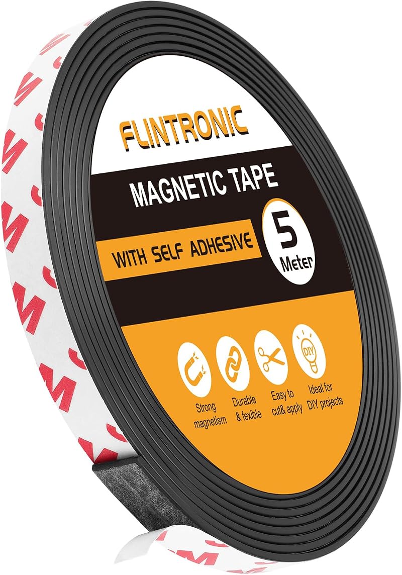 Flintronic 5m Magnetic Tape Self Adhesive 10mm Strips for Windows Doors