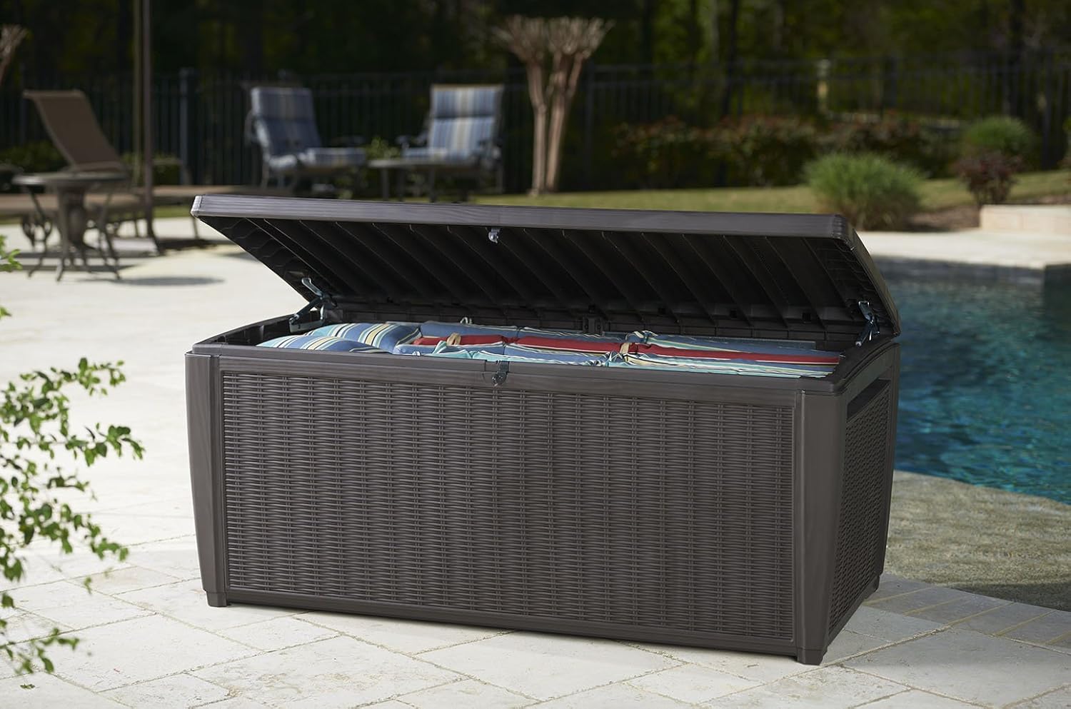 Tools White Keter Sumatra 135 gallon Outdoor Storage Rattan Deck Box