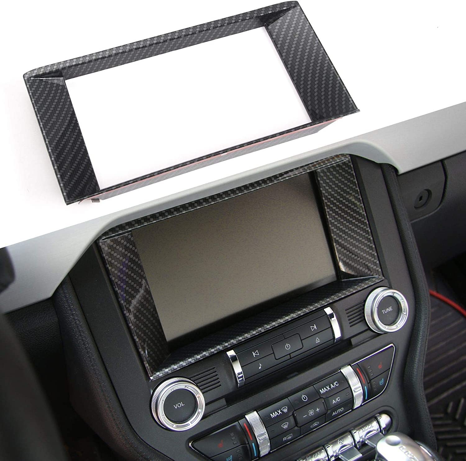 Photo 1 of RT-TCZ Carbon Fiber Dashboard GPS 8-inch Navigation Panel Frame Bezel Trim Cover Interior Accessories for Ford Mustang 2015 2016 2017 2018 2019 2020 2021 2022