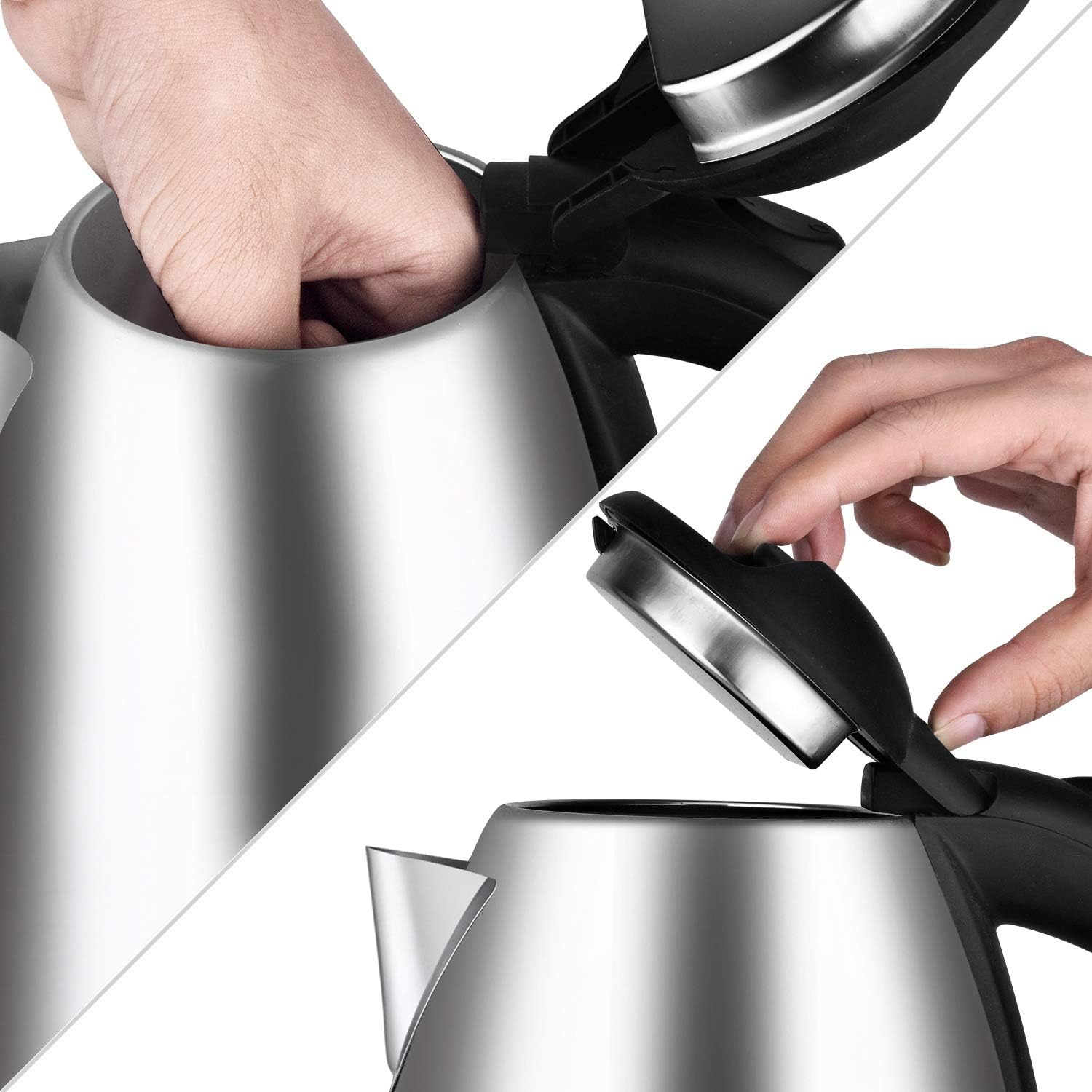 Dezin Electric Kettle Upgraded, 2L Stainless Steel Cordless Tea Kettle, Fast Boil Water Warmer with Auto Shut Off and Boil Dry Protection Tech for Coffee, Tea, Beverages: Kitchen & Dining