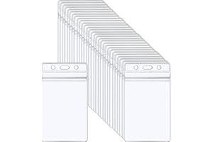 ID Card Holder, 30 Pcs Vertical Badge Holders, Clear Plastic Card Holder, Resealable Name Tag Holder
