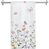 GOOZHO Butterfly Floral Kitchen Towels, Pastel Cottagecore Wildflower Dish Tea Towels for Kitchen Decor, Butterfly Flower Hand Towels for Bathroom Decor, Floral Bathroom Decor, 16x24 Inches