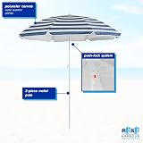 Harbour Housewares Metal Beach Parasol 1.8M x 2M Grey UPF50+ UV Cover view 7