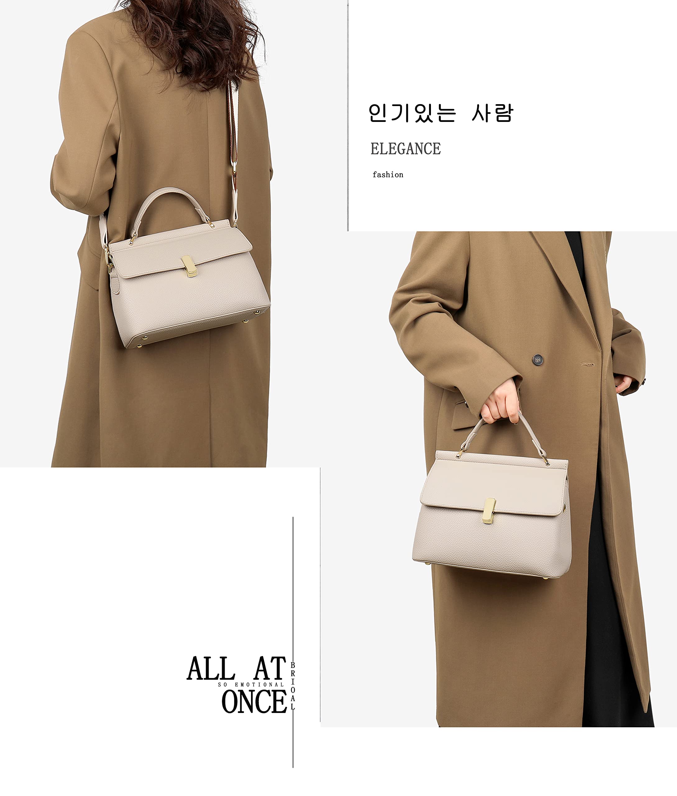 [FSD.WG] Women's Shoulder Bag, Cross-body Tote, Shoulder Bag, 3-Way PU Leather, Lightweight, Korean Popular, 3 Colors [Parallel Import], Khaki