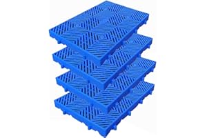 JERACINO Lightweight Plastic Pallets, 4pcs Breathable Grid Ventilation Pallet, Portable Combined Waterproof Wear-Resistant Food Storage Pad for Supermarket Easy to Stack W 15.7 in X L 23.6 in X H 1.96 in