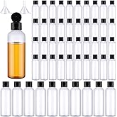 50 Piece 3.4 oz Travel Bottles with Flip Cap Plastic Empty Bottles Refillable Flip Cover Dispensing Squeeze containers with 2 Funnels Portable Refillable Containers for Travel Liquid(Clear, Black)