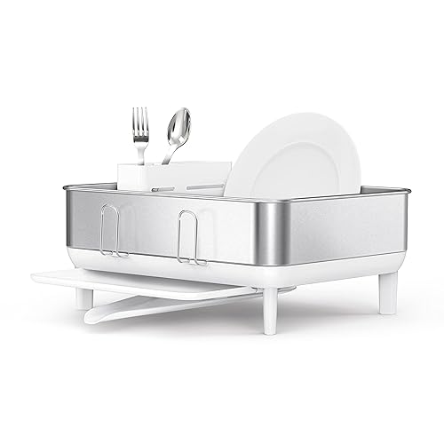 simplehuman Compact Kitchen Dish Drying Rack with Swivel Spout