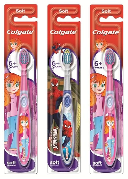 Colgate Smiles - Juego de 3 cepillos de dientes para niños a partir de 6 años