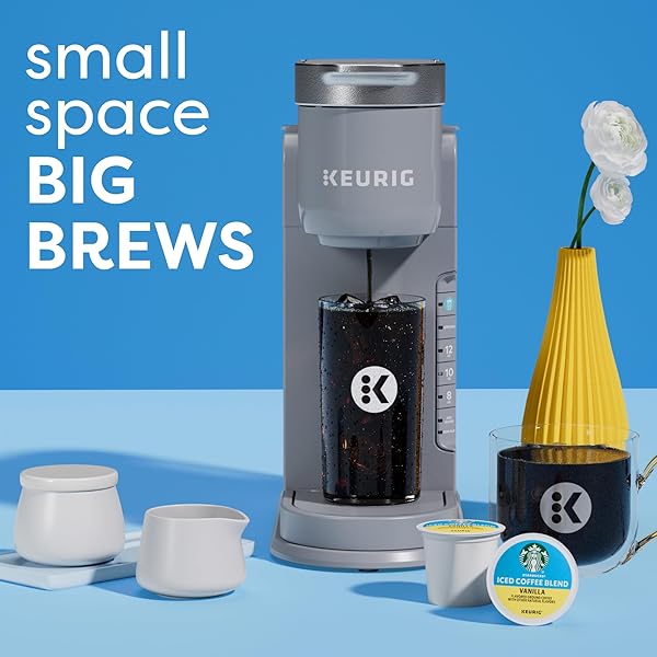 KEURIG K-ICED COFFEE MAKER, SINGLE SERVE K-CUP POD ICED COFFEE MAKER, WITH HOT AND COLD COFFEE CAPABILITIES, BREWS ANY K-CUP POD, GRAY