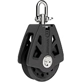 Lewmar 50mm Synchro Block Single, 990 lb Working Load Limit, Accommodates 1/4" - 3/8 Lines, High-Density Free-Spin Bearing, Traveler Compatible - 29925001BK