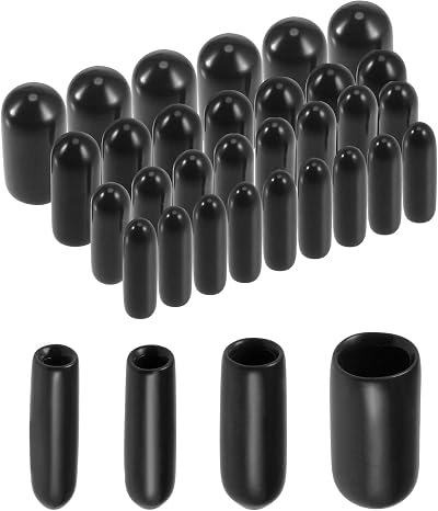 Sourcing Map 100 pcs Round Rubber End Caps 2/3/4/6 mm Black Vinyl Tubing Covers