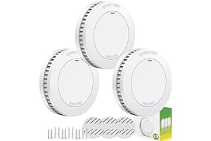 Runidur Fire Alarm 10-Year Battery Fire Detector 3.5-Inch Mini Sleek Design with Test/Silent Button Photoelectric Smoke Alarm Can be drilled Fixed fire detectors for Home (3 Piece)