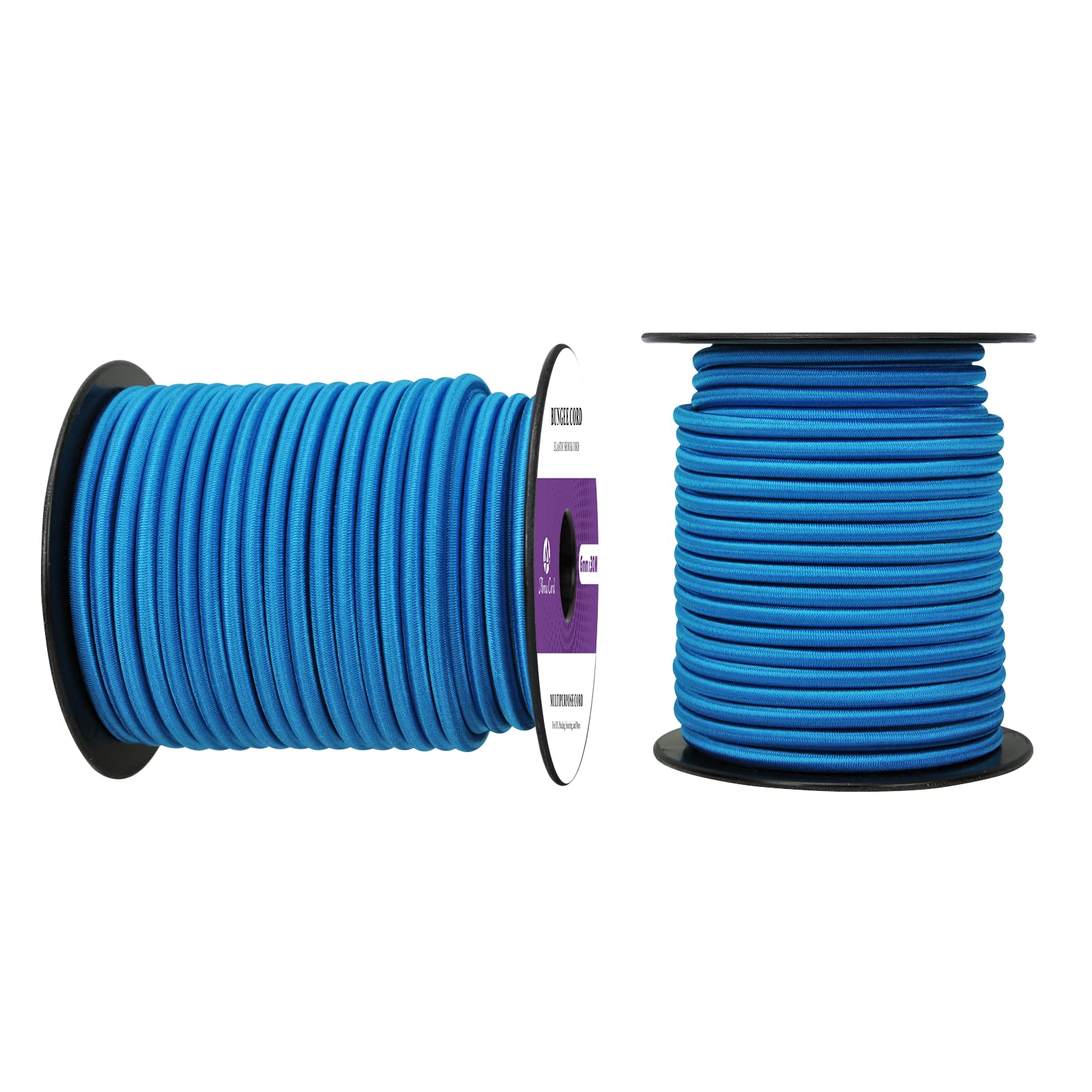 Abma Cord Bungee Cord 6mm 30M Elastic Shock Cord 100% Stretch Elastic Bungee Rope for Tarpaulin, Trailer, Backpack, Tent Pole, Kayak - Light Blue โ image 1