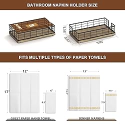 Wican Guest Towel Holder Tray for Bathroom, Oak and