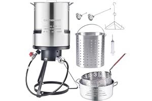 HOPERAN 30 Qt Turkey Deep Fryer + 10 Qt Fish Fryer Kit, 54, 000 BTU Propane Deep Fryer Seafood Boil Pot, Aluminum Turkey Frye