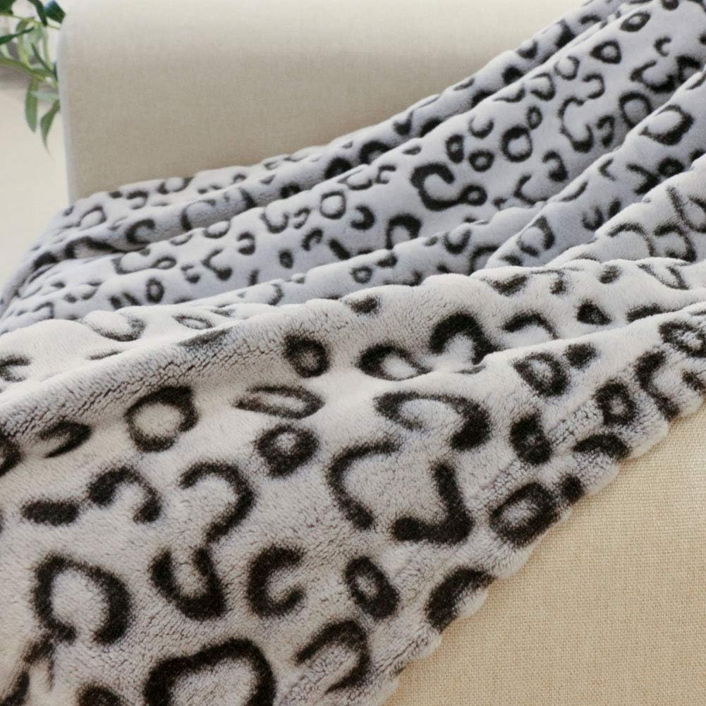 FY FIBER HOUSE Flannel Fleece Throw Microfiber Blanket with 3D Leopard Print,130x150cm,Grey, Grey Leopard, Throw/Single - 51"X59" - Image 5
