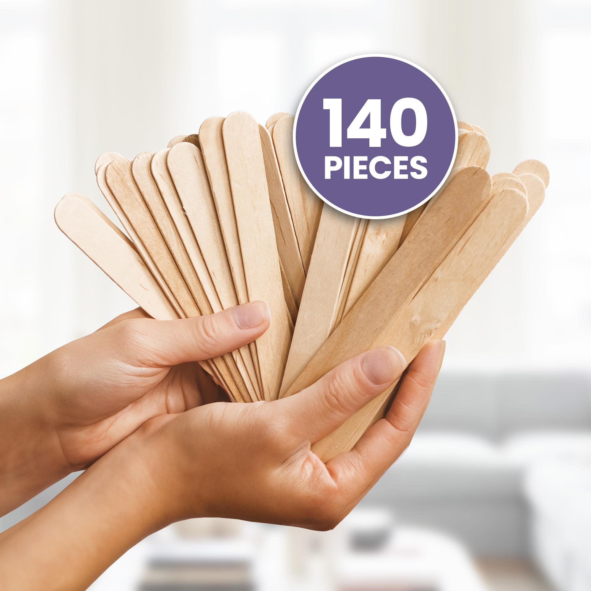 Tress Wellness Craft Sticks, Popsicle sticks, Premium Splinter-Free Wooden Sticks for Waxing, Wax Stick for Body and Face Waxing, 140 pieces