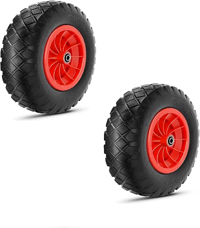 Trintion 16 Inch Wheelbarrow Wheel 4.80-8 Puncture Proof PU Foam Tire (2)