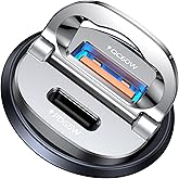 MRGLAS 125W USB C Car Charger, [Mini & Metal] USB C Car Charger Adapter Fast Charging PD65W & QC60W Dual Port Type C Cigarette Lighter USB Charger for iPhone 16 15 Pro Max S25 MacBook-Silver Gray