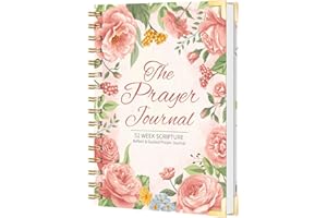 VETDIO Spiral Prayer Journal for Women, 52 Weeks Bible Journal, Christian Art Gifts Notebook with Verse Inspirational Writing, Guided Notebook, Devotional Reflections for Bible Study, 8.3" x 6.3" （Flower）