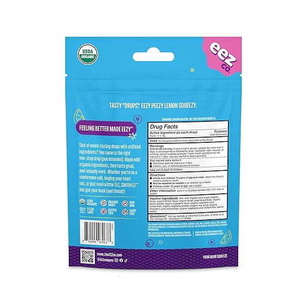 SOOTHEEZ ORGANIC THROAT SOOTHING DROPS FOR ADULTS, BERRY LEMONADE, 25 COUNT, REFILLABLE, GREAT TASTING DROPS THAT SOOTH SORE THROATS