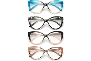 eyeezi 4PC Cat Eye Reading Glasses for Women-Blue Light Reading Glasses for Women Readers with Flexible Spring Hinges, Anti-Glare&UV 400 Readers 2.0