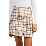 NIMIN Skirts for Women High Waisted Mini Skirt Faux Suede A Line Skirt with Slant Pocket