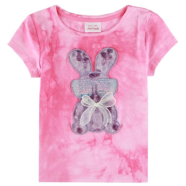 HH FAMILY EASTER SHIRTS FOR GIRLS KIDS EASTER GIFT BUNNY T-SHIRT CLOTHING 3-12 YEARS (US, NUMERIC, 4, REGULAR, BUNNY BOW TD)